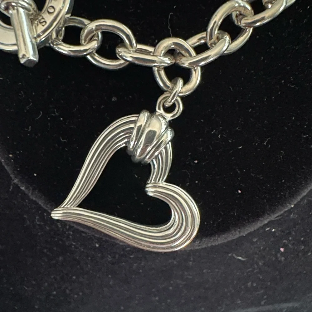 NWP Lagos Sterling Silver Fluted Open Heart On Charm Bracelet  MSRP$450 Pristine